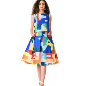 eshakti Print Dupioni 2-piece Dress - Sz 4 - NEW